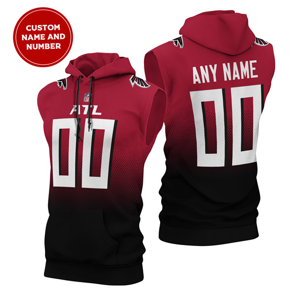 Men's Atlanta Falcons Customized Red Limited Edition Sleeveless Hoodie Men's Atlanta Falcons Customized Red Limited Edition Sleeveless Hoodie